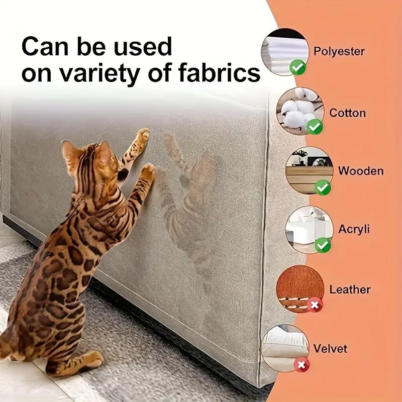 Cat Scratch Deterrent Tape,Cat Couch Protector, Large Double Sided Clear Anti Cats Dogs Scratching Sticky Tape, Can Be Cut Cat Scratch Furniture Protector,Residue Free Protector, 5PACK (17.8x12ins)